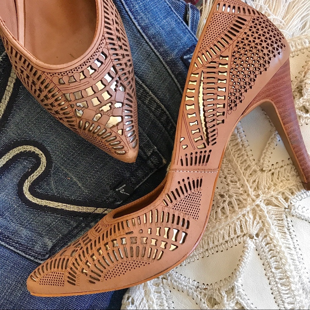 Carmina Faux Leather Cutwork High Heels